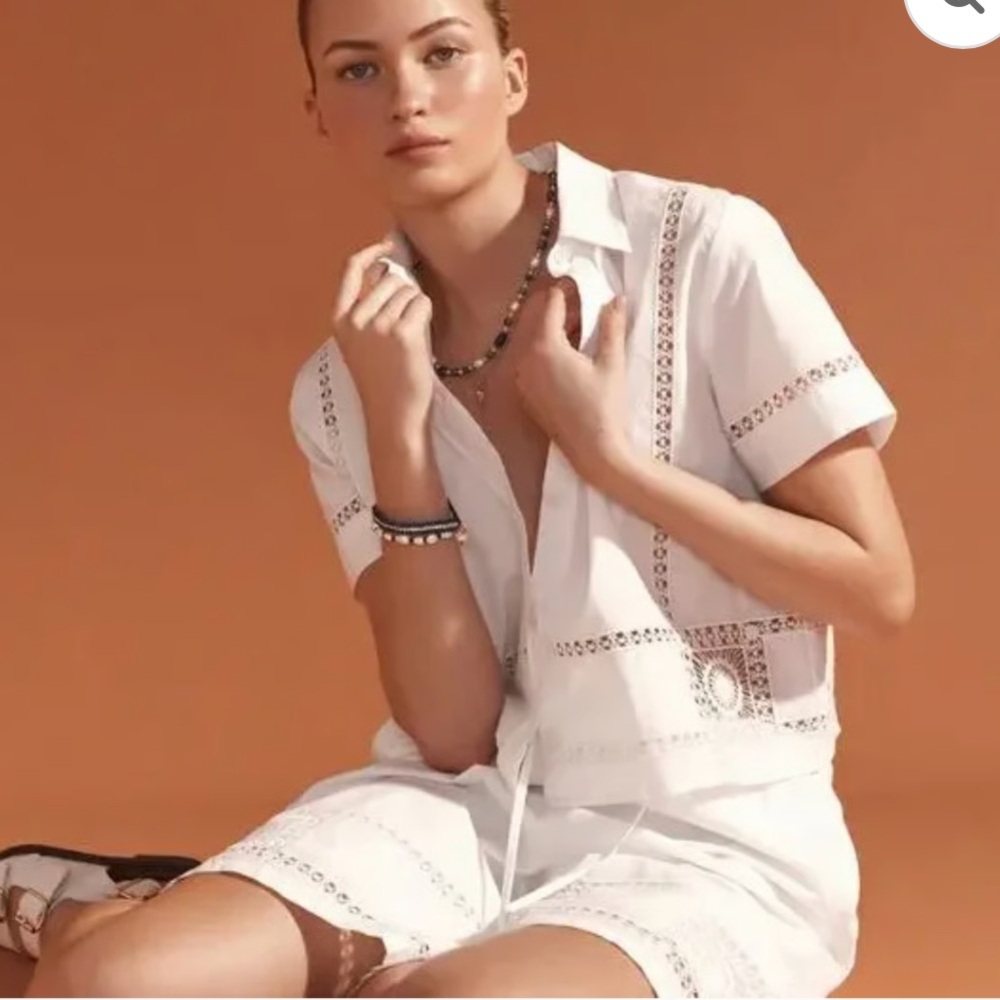 J. Crew Gamine eyelet-trim shirt